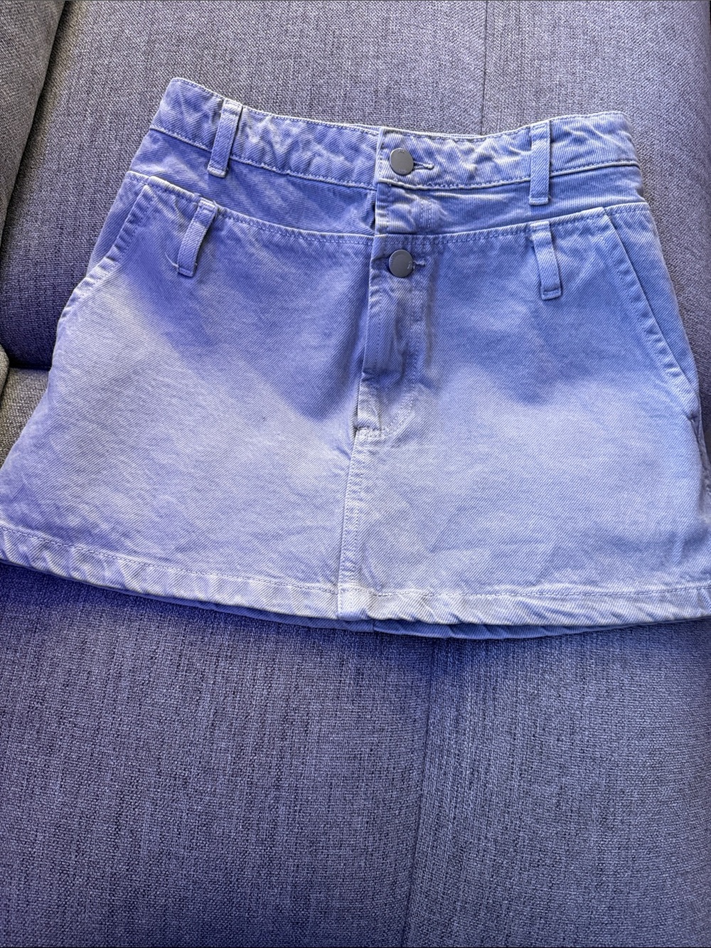 Zara Light gray A-Line Denim Mini Skirt